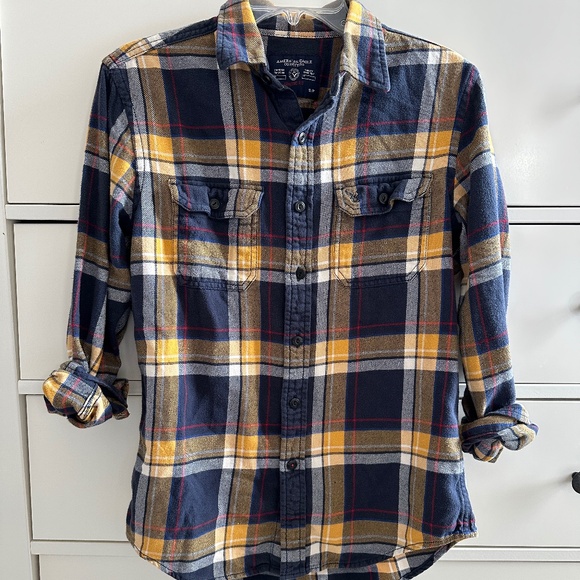 American Eagle Mens Flannel Shirt Small Plaid - Picture 1 of 4
